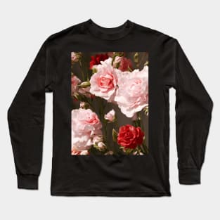 Pink & Red Roses All Over Print Long Sleeve T-Shirt